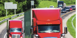 truckers on highway stock image